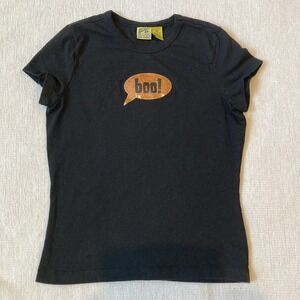 Halloween Boo T Shirt Women's Sz M  Cotton Y2k Black Glittery Graphic